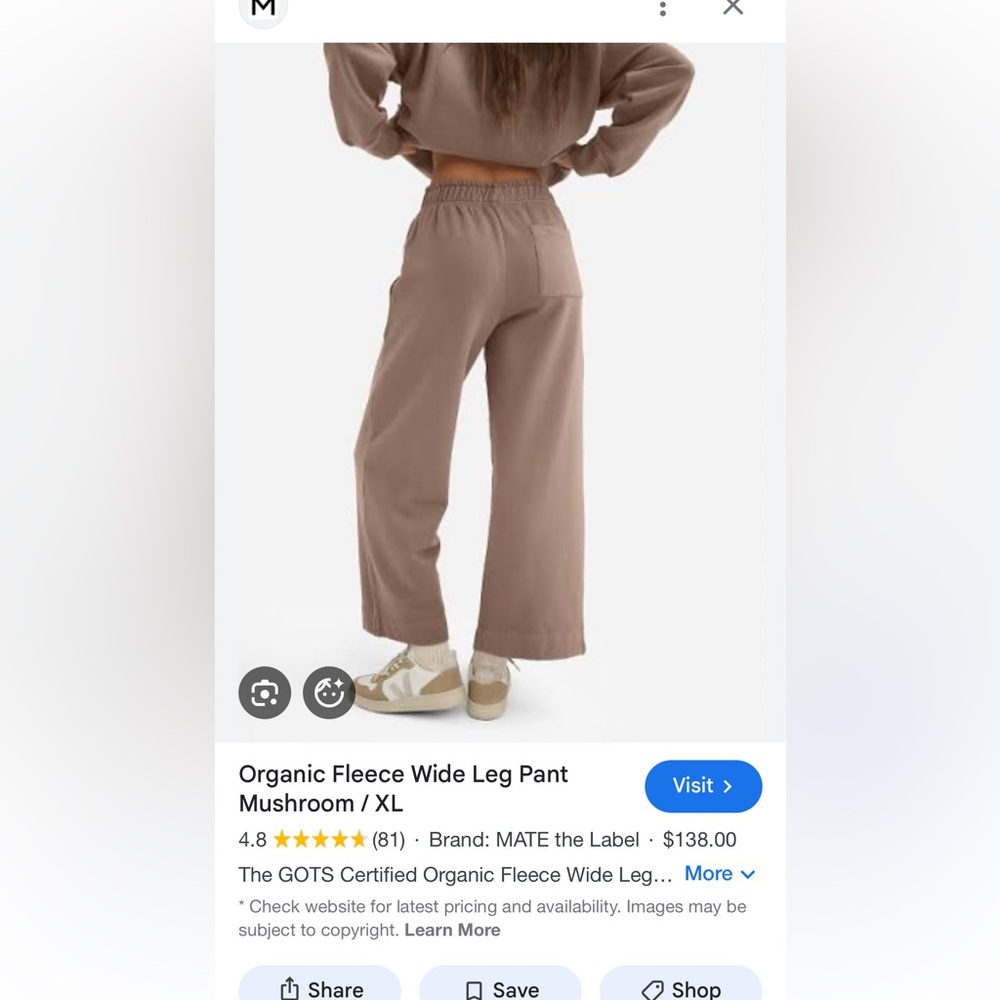 MATE the Label Organic Fleece Wide Leg Pants